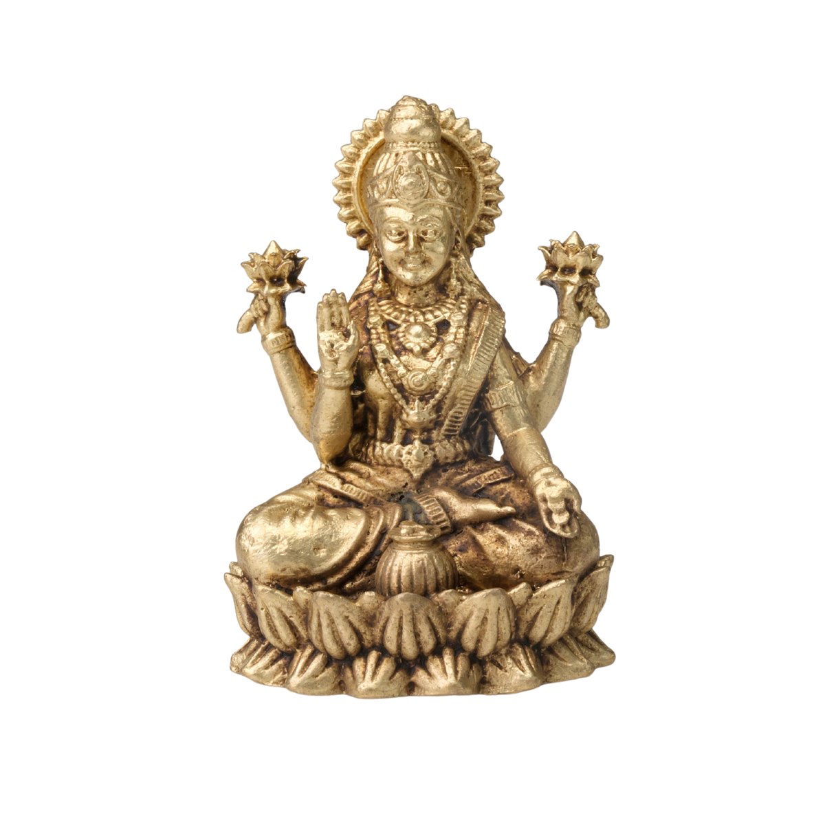 Brass Goddess Lakshmi Idol on Lotus