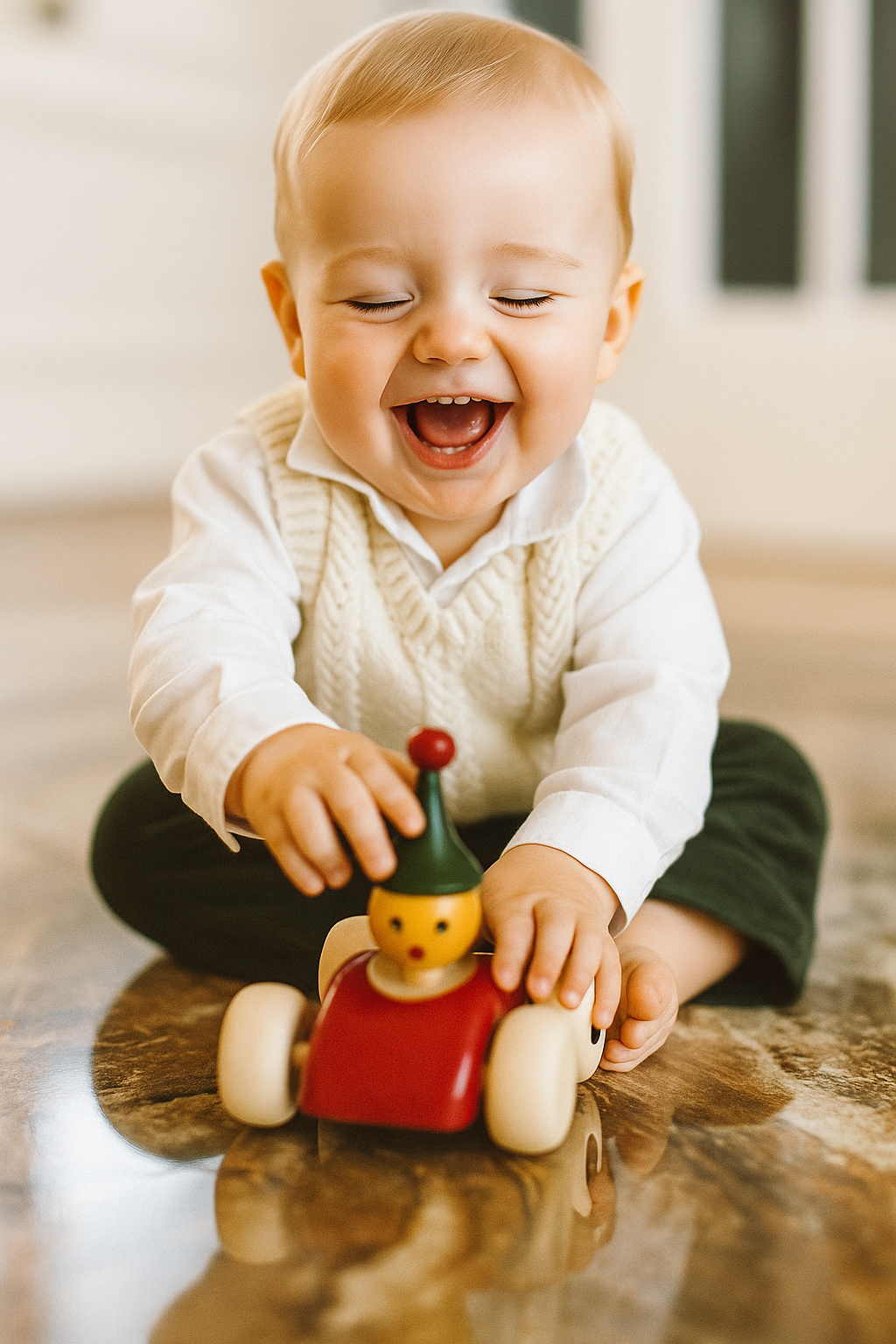HITHA HAND CRAFTED WOODEN CLOWN CAR