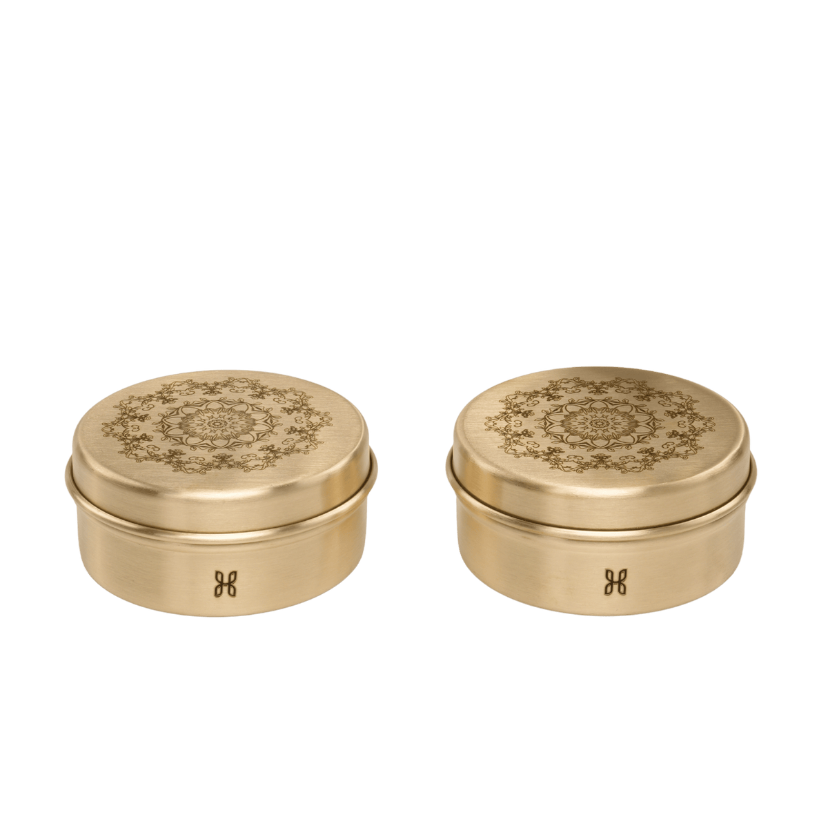 BRASS KAYRA BRASS SMALL ROUND STORAGE BOXES-170 ML-SET OF 2