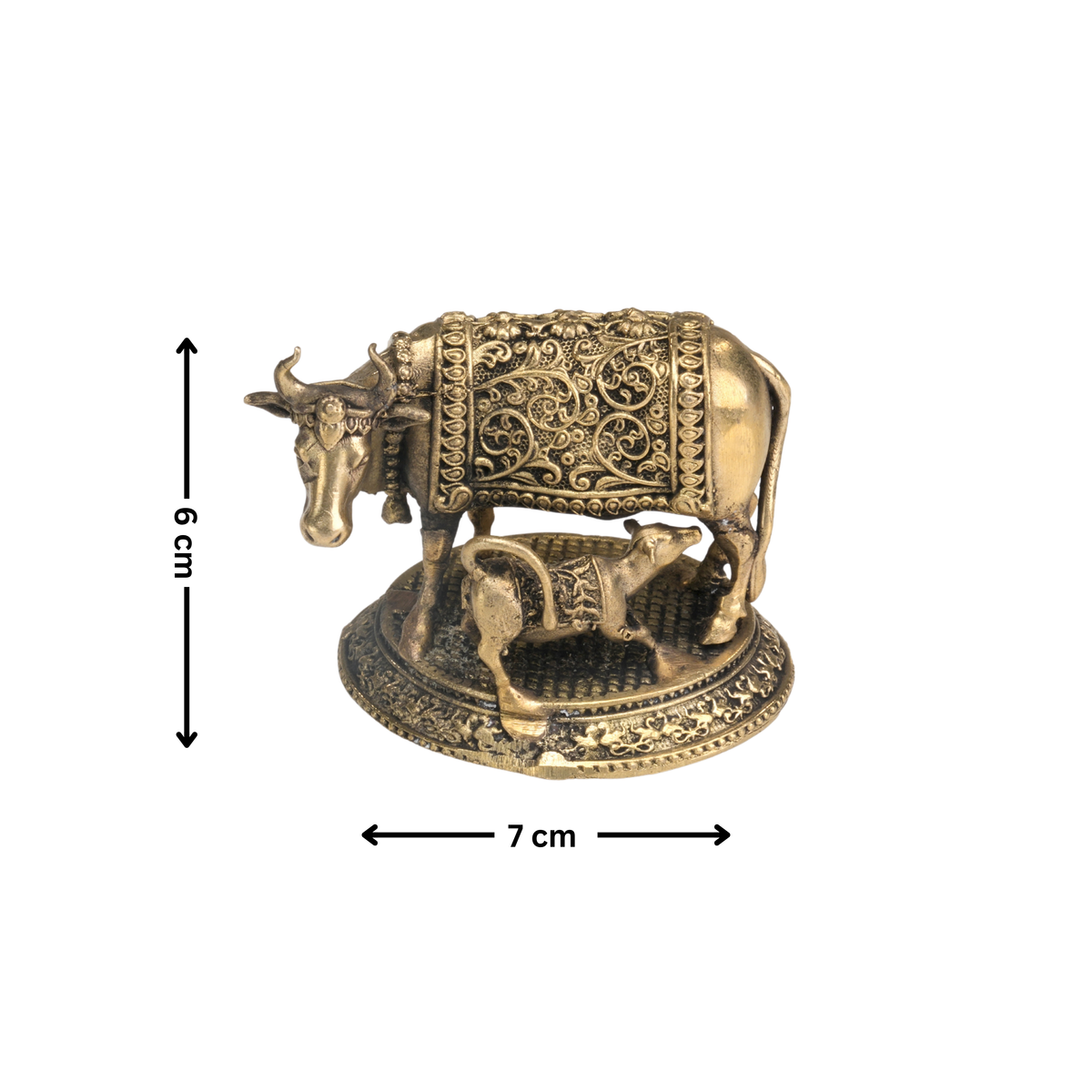Brass Kamadhenu Cow & Calf Idol