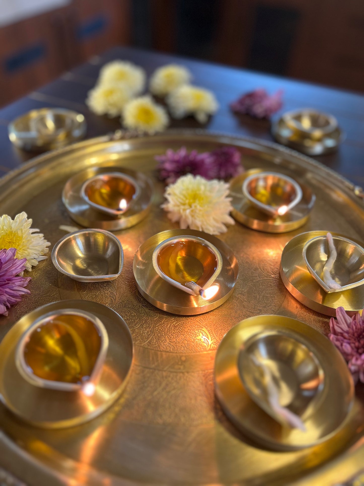 BRASS BHRAMA MUHURTA DIYA SET