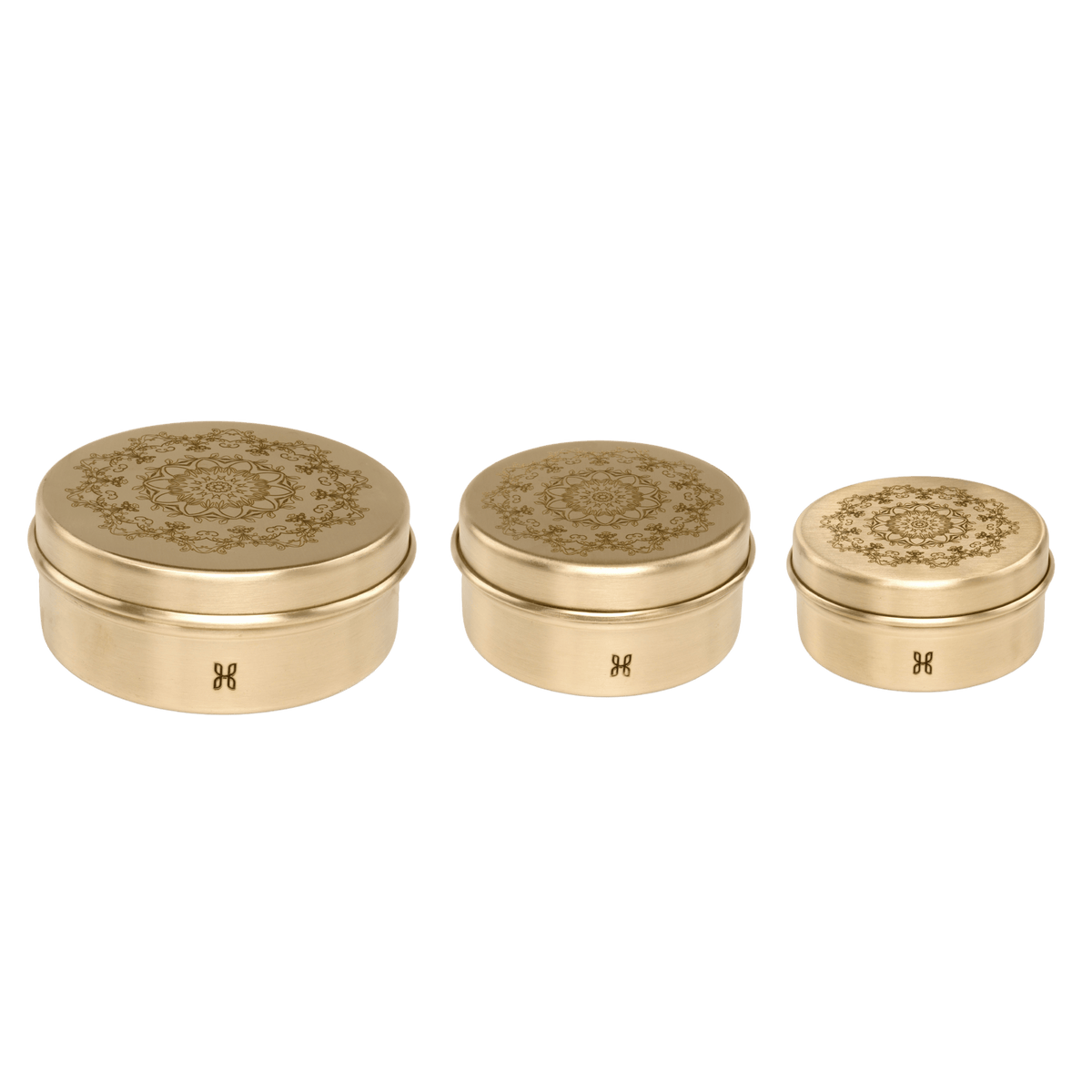 BRASS KAYRA BRASS SMALL ROUND STORAGE BOXES SET OF 3