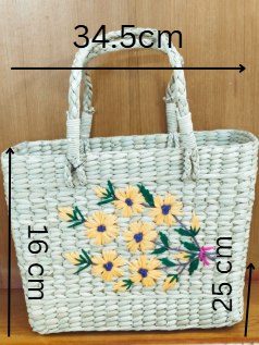 HITHA SEAGRASS HANDWOVEN-FLORAL SHOPPING BASKET