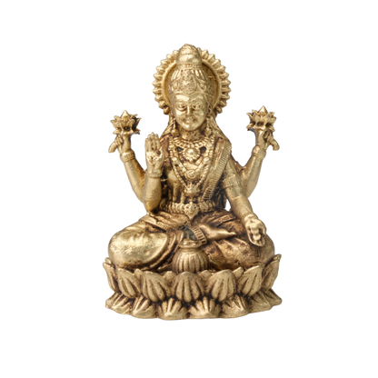Brass Goddess Lakshmi Idol on Lotus