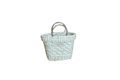 HITHA SEAGRASS HANDWOVEN -OVAL BAG WITH WOODEN HANDLES