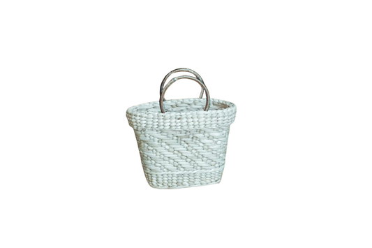 HITHA SEAGRASS HANDWOVEN -OVAL BAG WITH WOODEN HANDLES