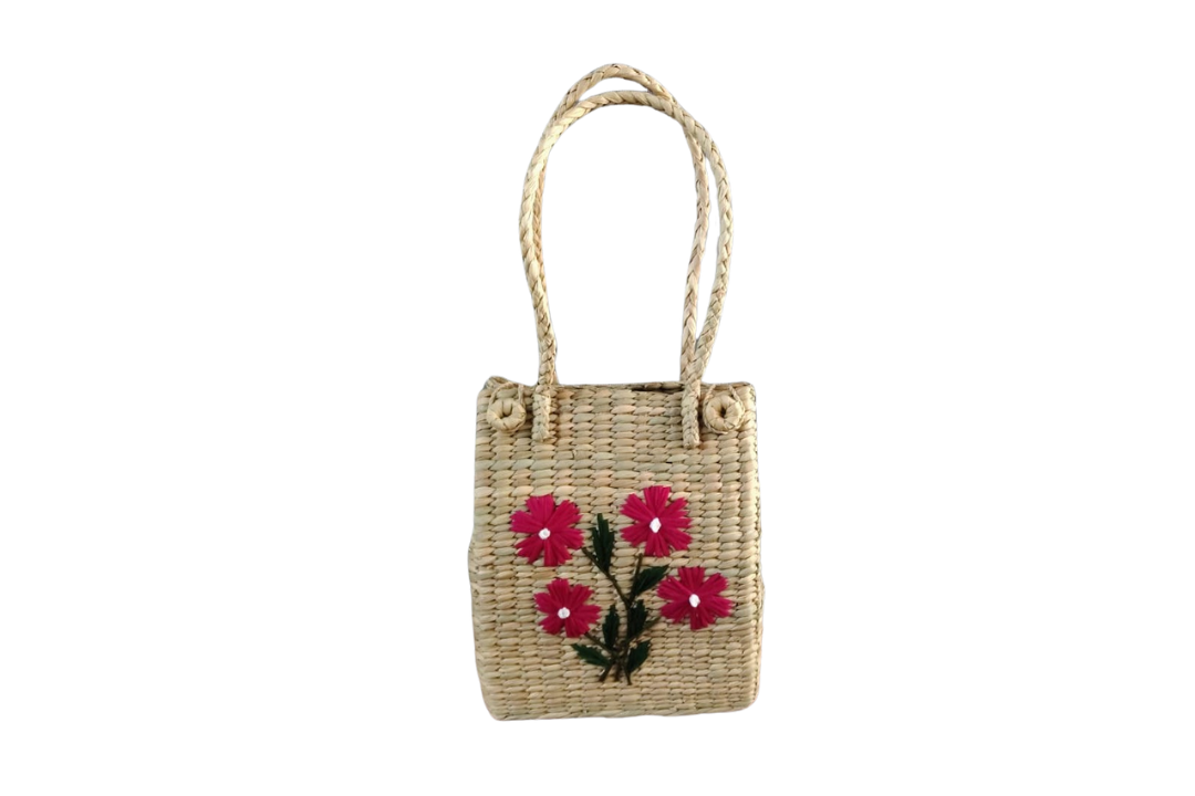 HITHA SEAGRASS HANDWOVEN-TOTE WITH EMBROIDERY BAG
