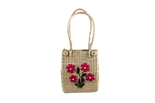 HITHA SEAGRASS HANDWOVEN-TOTE WITH EMBROIDERY BAG
