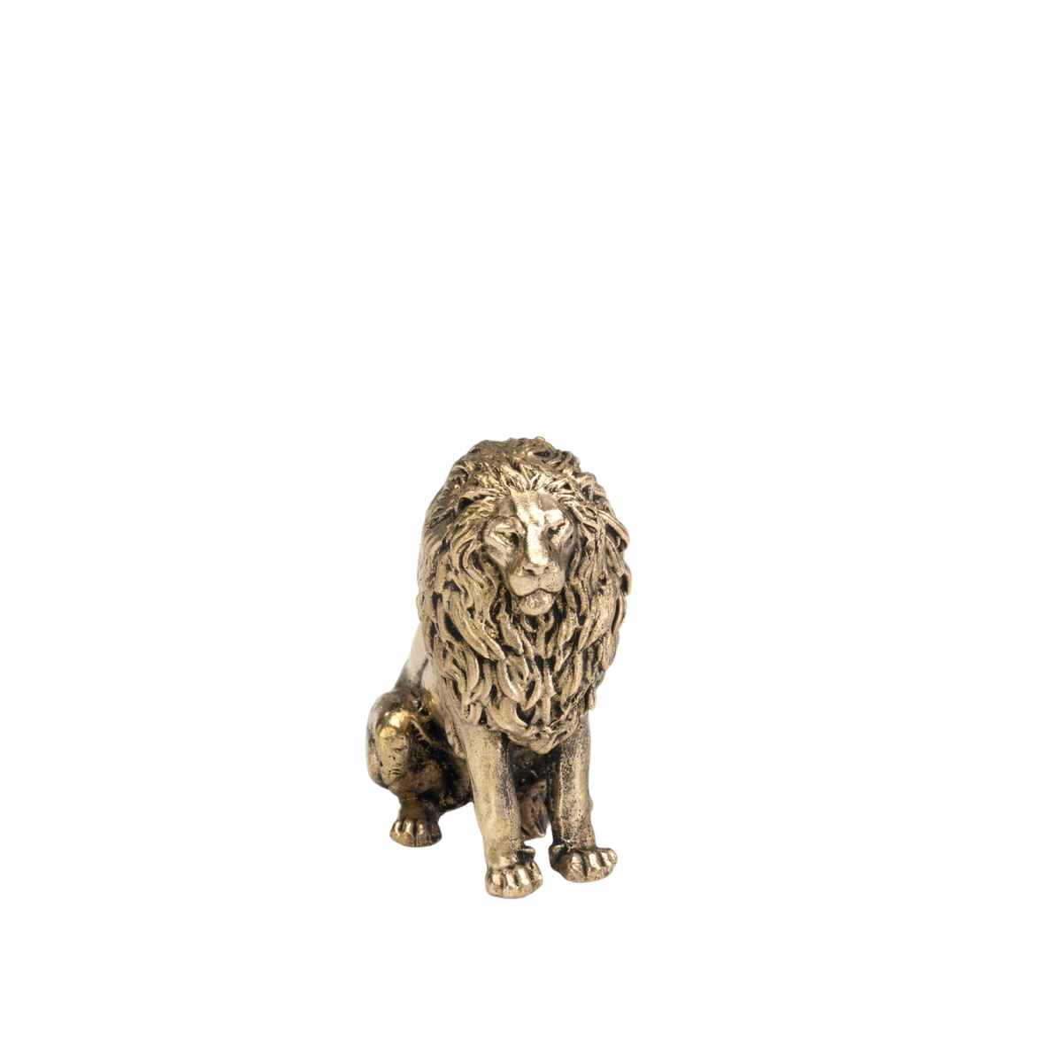 Brass Sitting Lion Figurine