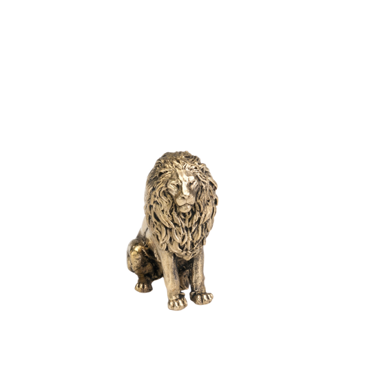 Brass Sitting Lion Figurine
