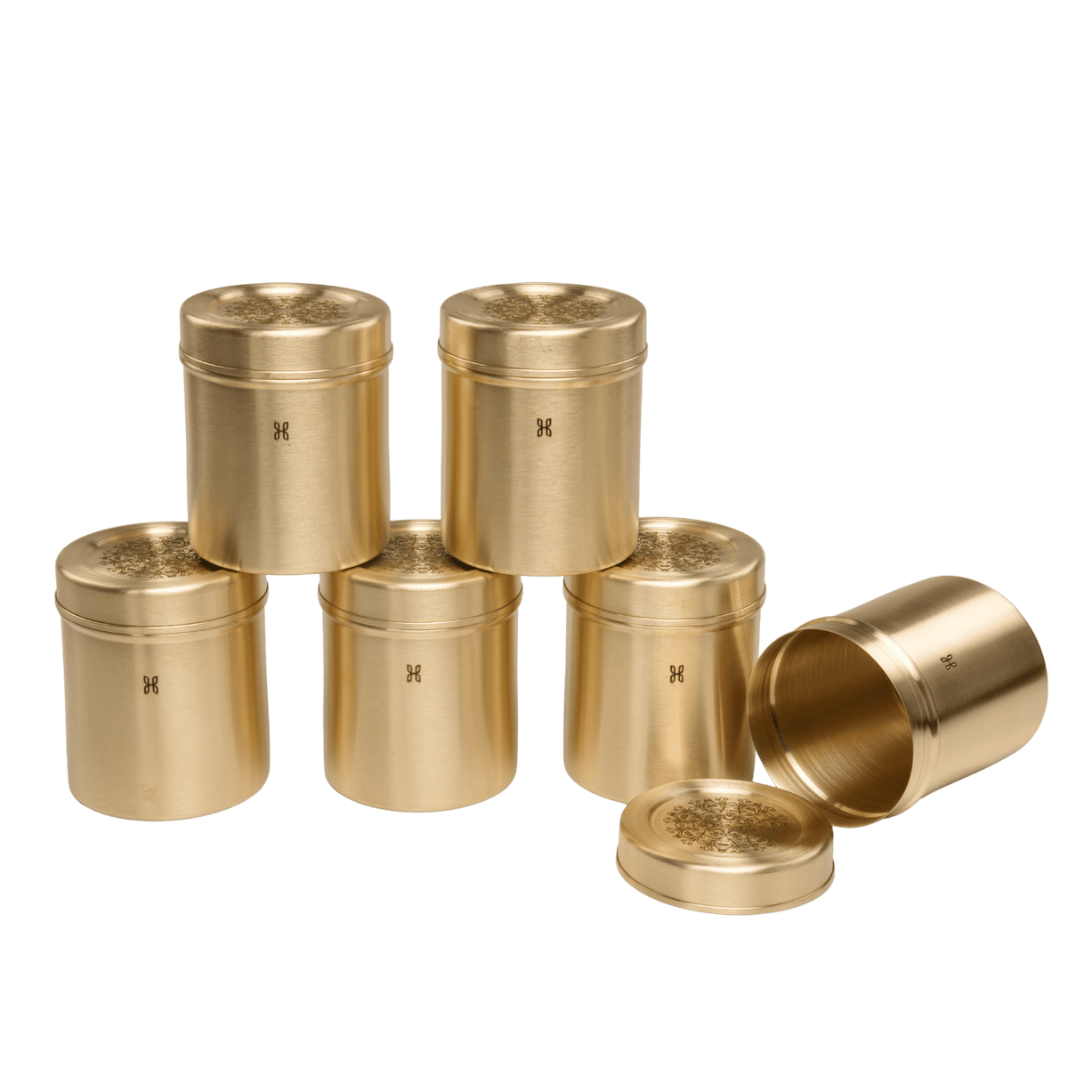 BRASS DHRUVA DEEP DABBA 500 ML-SET OF 6