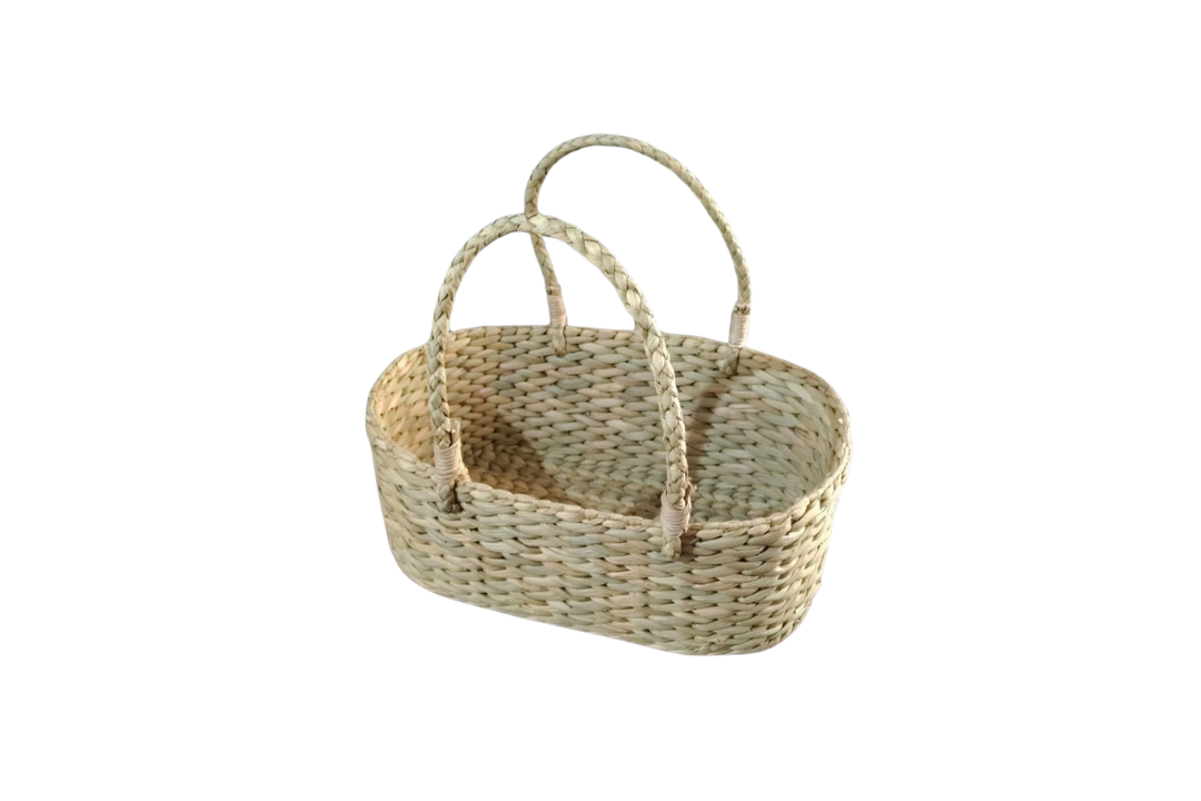 HITHA SEAGRASS HANDWOVEN- LARGE OVEL SHAPE BASKET WITH HANDLE