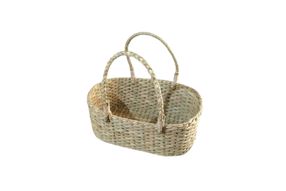 HITHA SEAGRASS HANDWOVEN- LARGE OVEL SHAPE BASKET WITH HANDLE