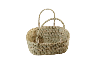 HITHA SEAGRASS HANDWOVEN- LARGE OVEL SHAPE BASKET WITH HANDLE