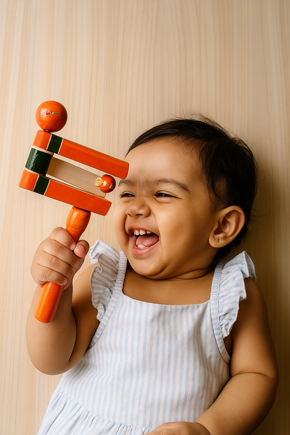 HITHA WOODEN BABY RATTLER-HANDCRAFTED &BABY SAFE