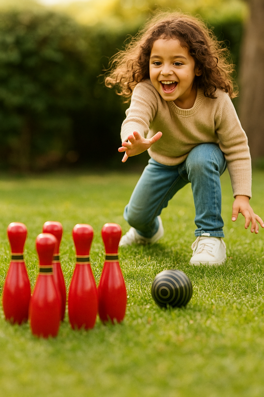 HITHA WOODEN HANDCRAFTED 6-PIN BOWLING SET FOR KIDS -STRIKE THE PERFECT BALANCE OF FUN & LEARNING