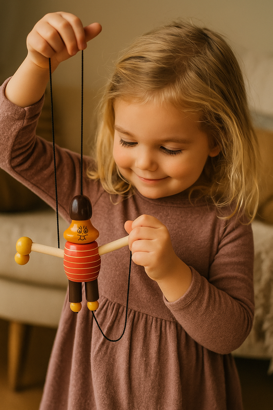 HITHA HANDCRAFTED WOODEN HANGING MONKEY PUPPET-HANG,PLAY,LAUGH