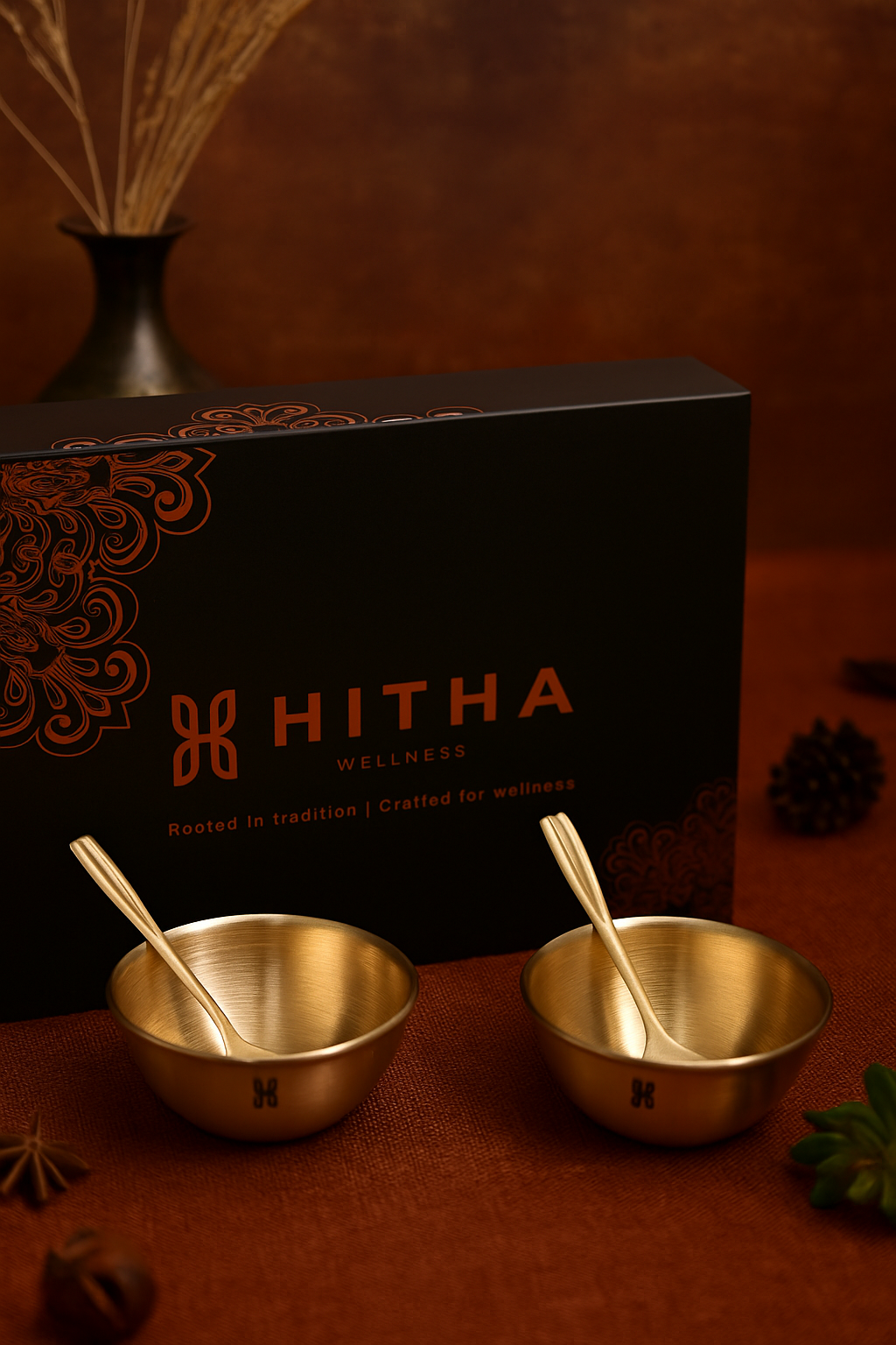 THE BHOGINI CUPS AND SPOON GIFT BOX SET OF 2