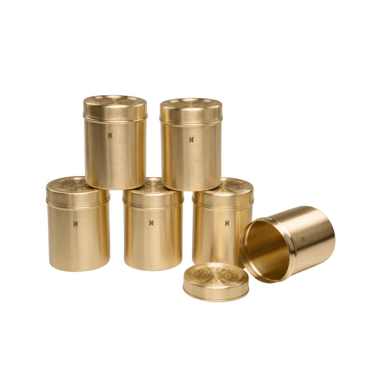 BRASS DHRUVA DEEP DABBA 750 ML-SET OF 6