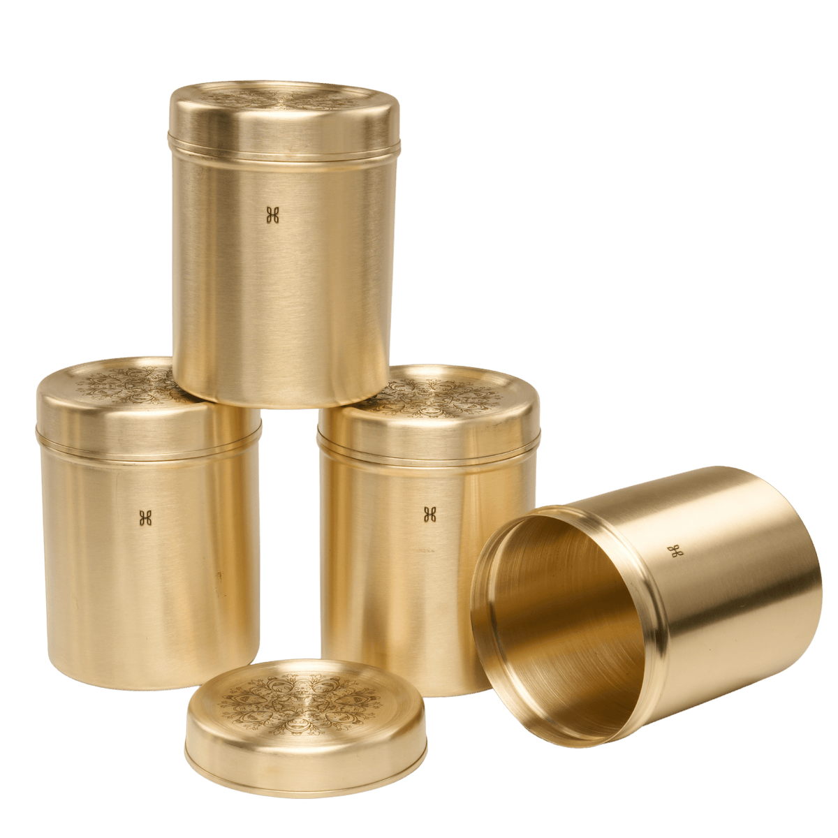 BRASS DHRUVA DEEP DABBA 1250 ML-SET OF 4
