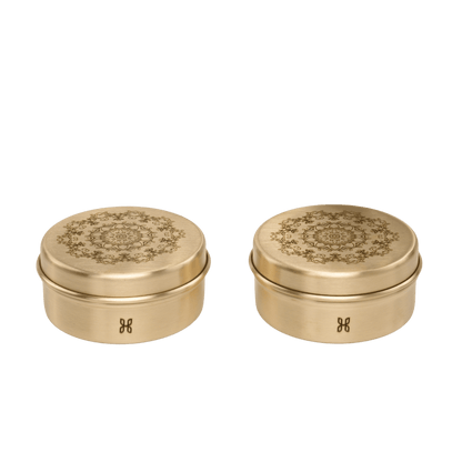 BRASS KAYRA BRASS SMALL ROUND STORAGE BOXES-120 ML-SET OF 2