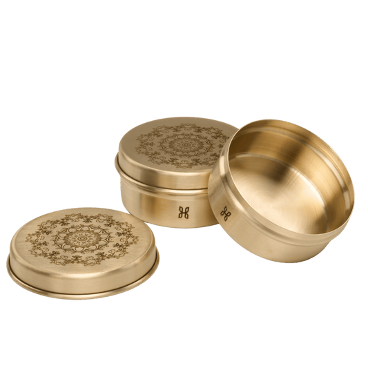 BRASS KAYRA BRASS SMALL ROUND STORAGE BOXES-120 ML-SET OF 2