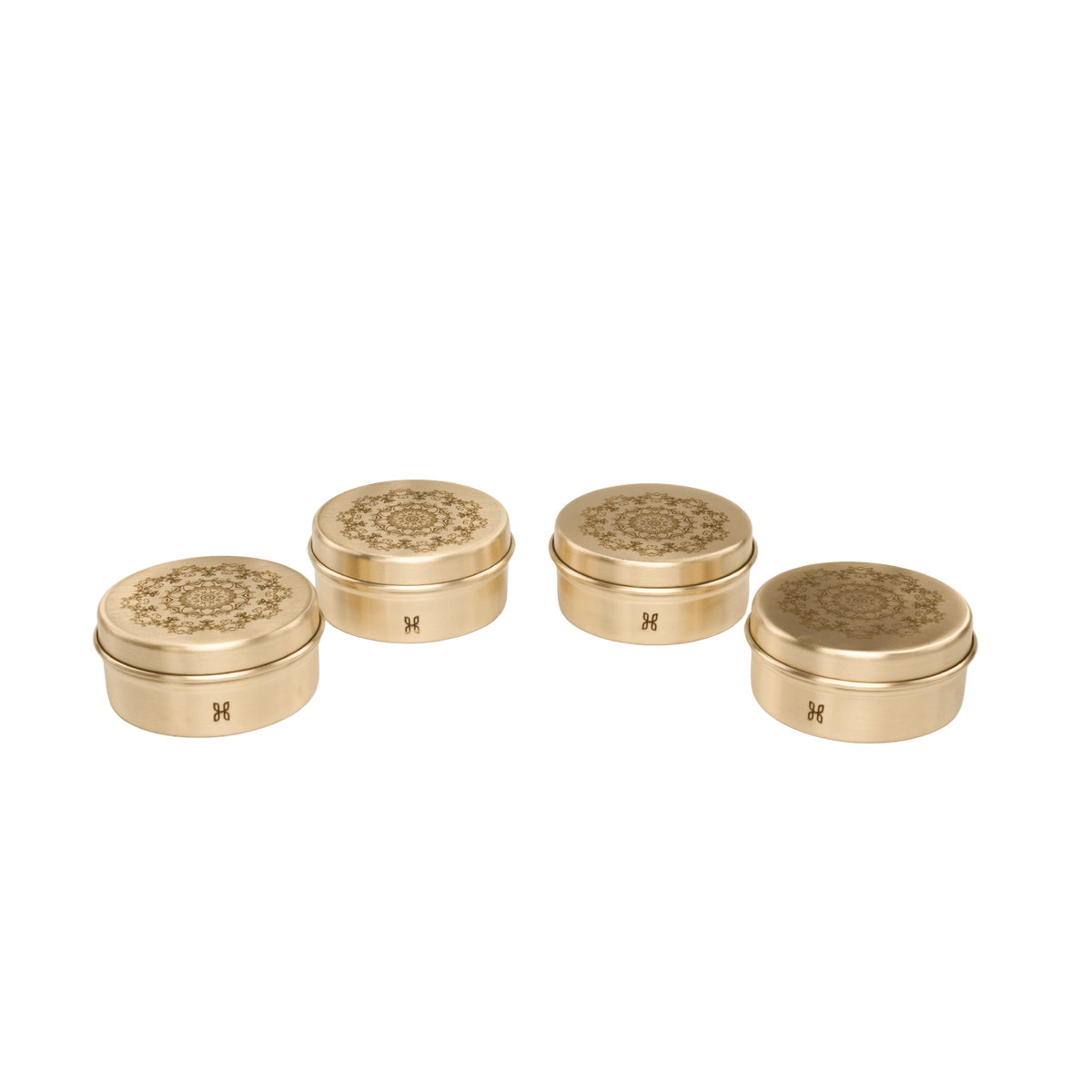 BRASS KAYRA BRASS SMALL ROUND STORAGE BOXES-200 ML-SET OF 4