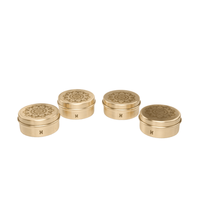 BRASS KAYRA BRASS SMALL ROUND STORAGE BOXES-200 ML-SET OF 4
