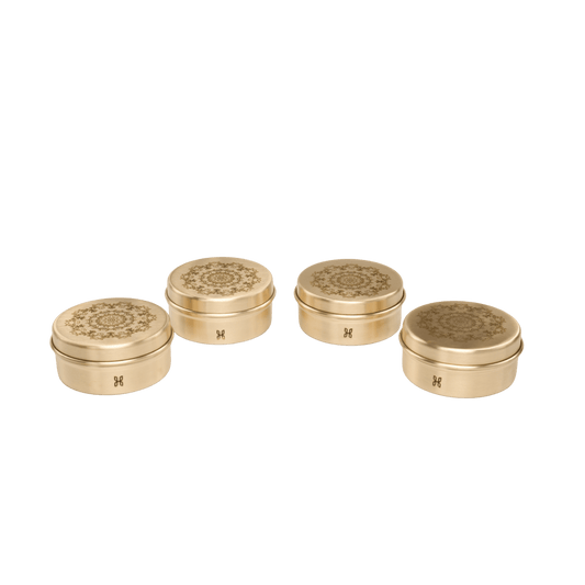 BRASS KAYRA BRASS SMALL ROUND STORAGE BOXES-120 ML-SET OF 4