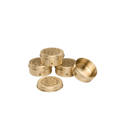 BRASS KAYRA BRASS SMALL ROUND STORAGE BOXES-200 ML-SET OF 4