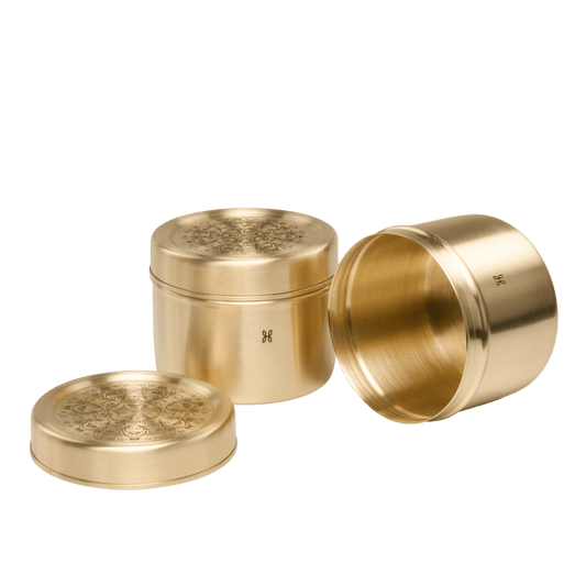 BRASS REYNA  SNACK DABBA 700 ML-SET OF 2