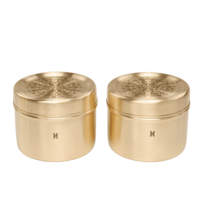 BRASS REYNA  SNACK DABBA 700 ML-SET OF 2