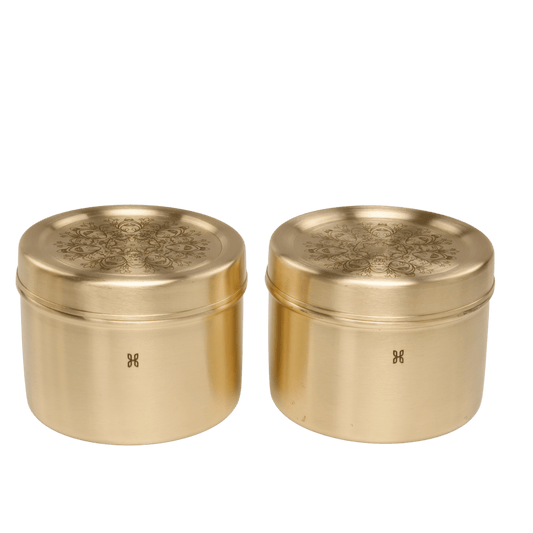 BRASS REYNA  SNACK DABBA 950 ML-SET OF 2