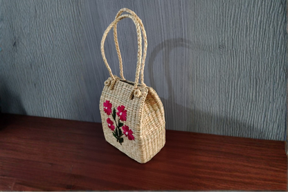 HITHA SEAGRASS HANDWOVEN-TOTE WITH EMBROIDERY BAG