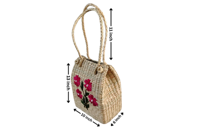 HITHA SEAGRASS HANDWOVEN-TOTE WITH EMBROIDERY BAG