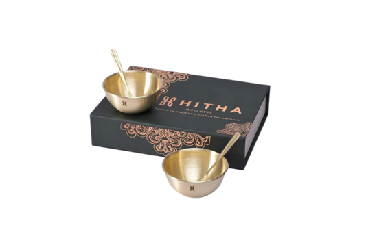 BRASS BHOGINI CUPS AND SPOON GIFT BOX SET OF 2