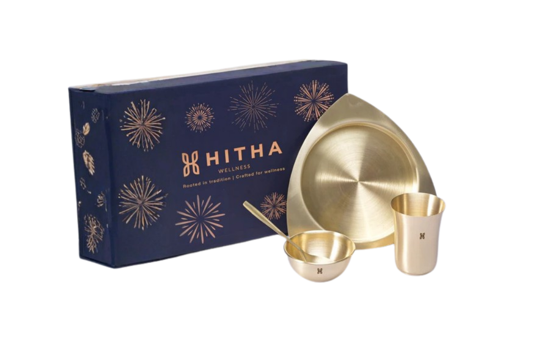 BRASS DINNER SET GIFT BOX SET OF 4