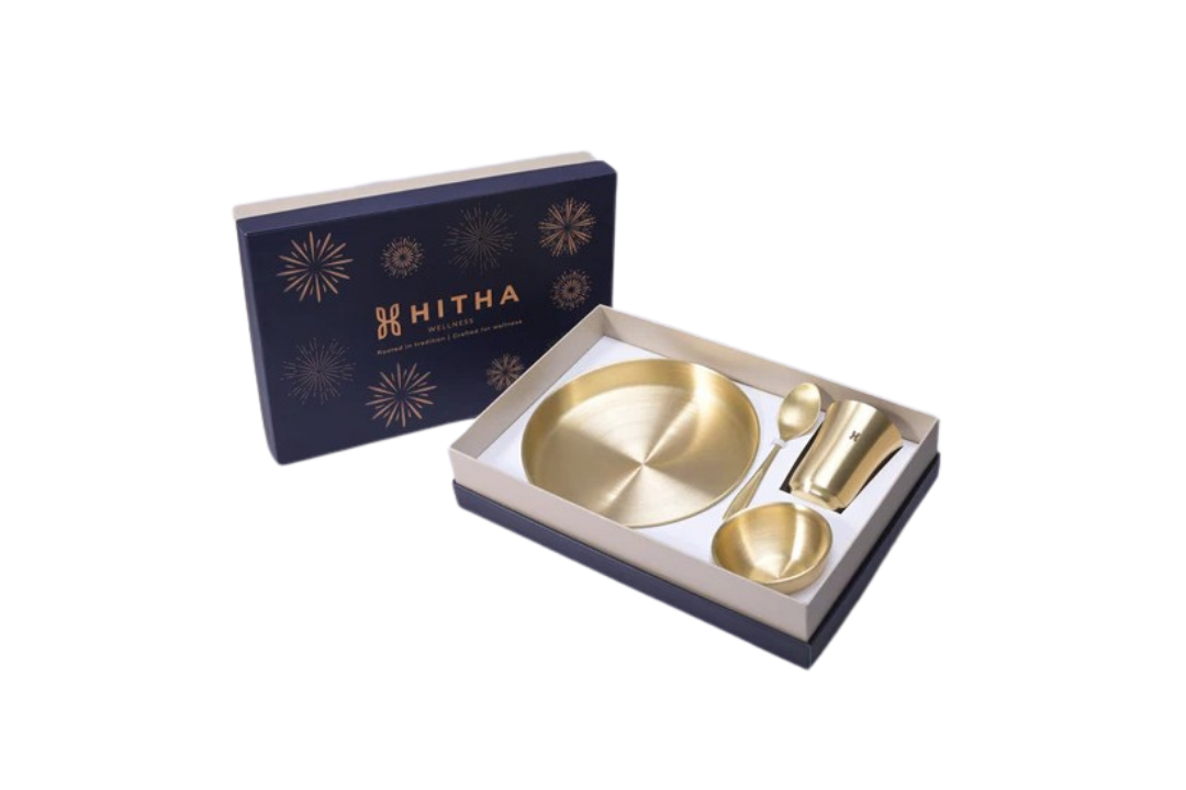BRASS DINNER SET GIFT BOX SET OF 4