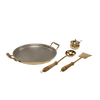 BRASS DOSA TAWA + BRASS GHEE POT PLAIN-160 ML + BRASS LADDLE-DOSA THIRUPI + BRASS LADDLE KULI KARANDI