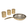 BRASS FRY PAN + Coffee, tea& sugar boxes set (DEEP DABBA-500 ML PLAIN-3)