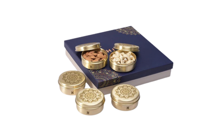 BRASS KAYRA SMALL ROUND STORAGE  GIFT BOXES- SET OF 5