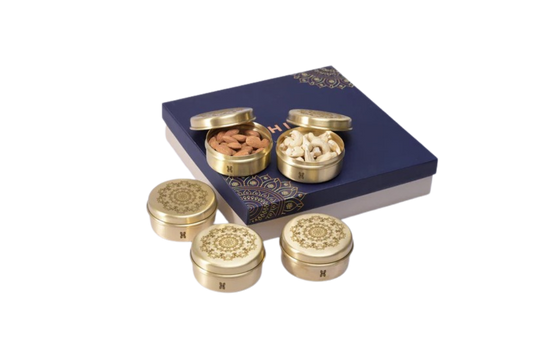 BRASS KAYRA SMALL ROUND STORAGE  GIFT BOXES- SET OF 5