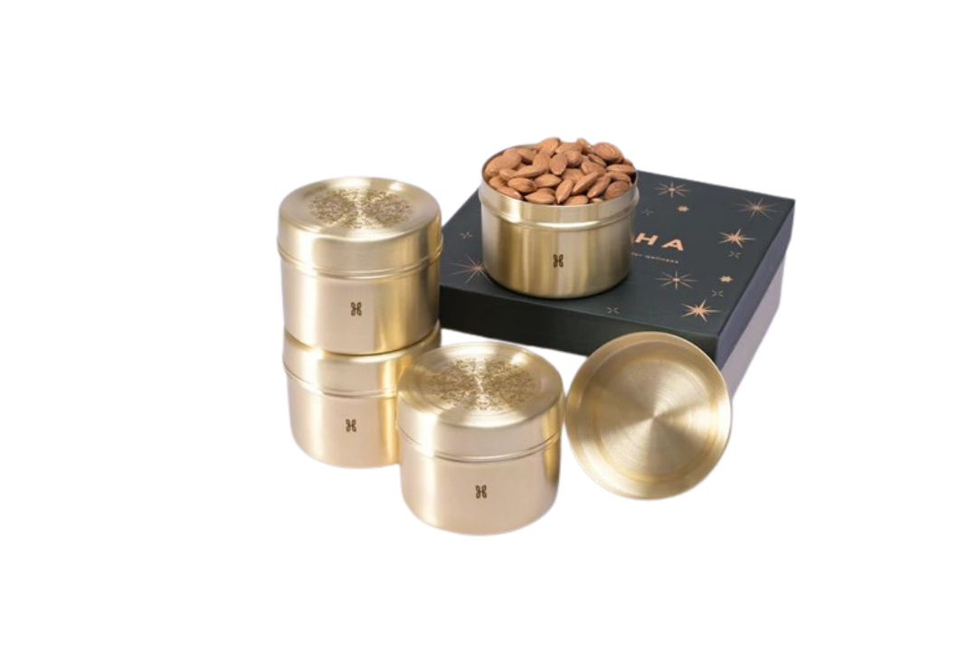 BRASS REYNA GIFT BOXES SET OF 4