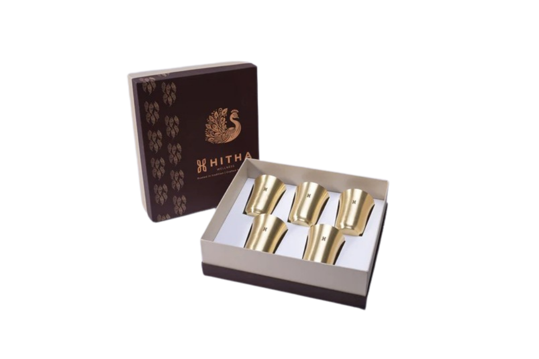 BRASS TARASHA TUMBLER GIFT BOX SET OF 5