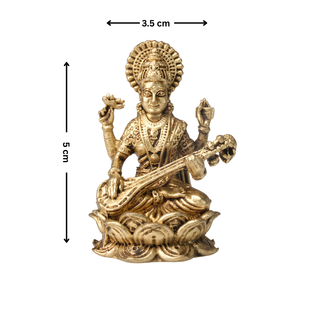 Brass Goddess Saraswati Idol with Veena
