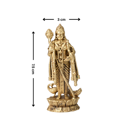 Brass Lord Murugan Idol with Peacock – BIG