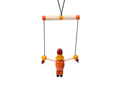 HITHA HANDCRAFTED WOODEN HANGING MONKEY PUPPET-HANG,PLAY,LAUGH