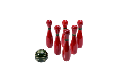 Hitha wooden handcrafted 6 pin bowling set for kids-strike the perfect balance of fun & learning + Hitha handcrafted wooden tic tac toe game - play smart play natural