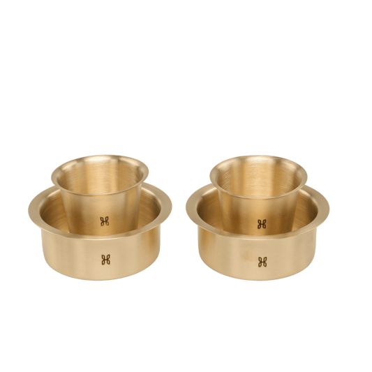 BRASS DABARA TUMBLER -Small Dabara - 130 ml Tumbler SET OF 2