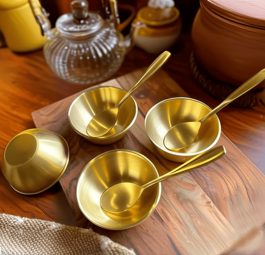 BRASS BHOGINI KATTORI CUPS WITH SPOONS
